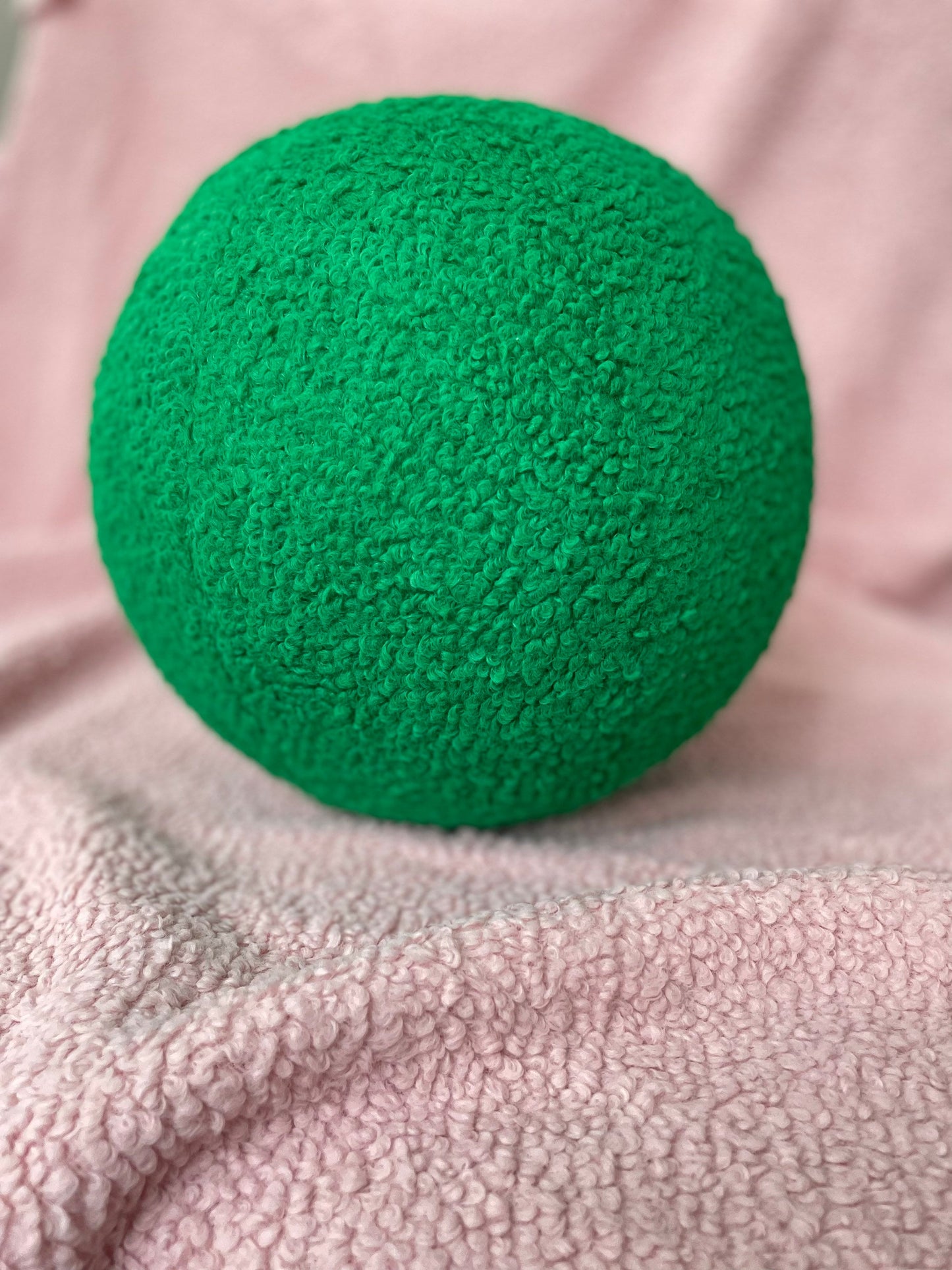 Emerald Green Boucle Ball Pillow, Modern Home Decor