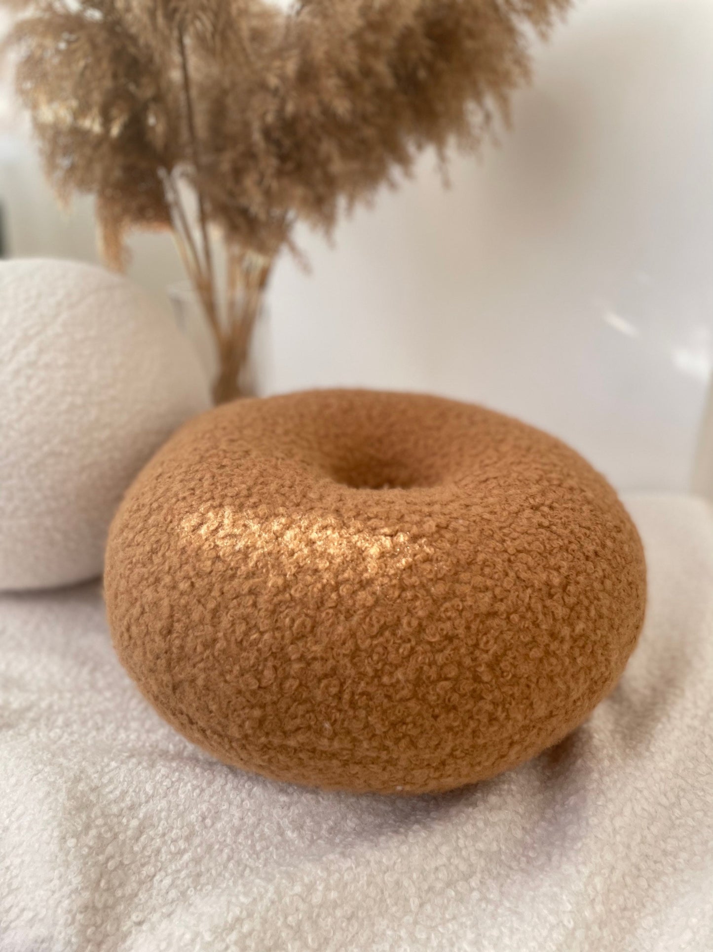 Boucle Donut Decorative Pillow, Teddy Ball Cushion,Bestseller Home Decor