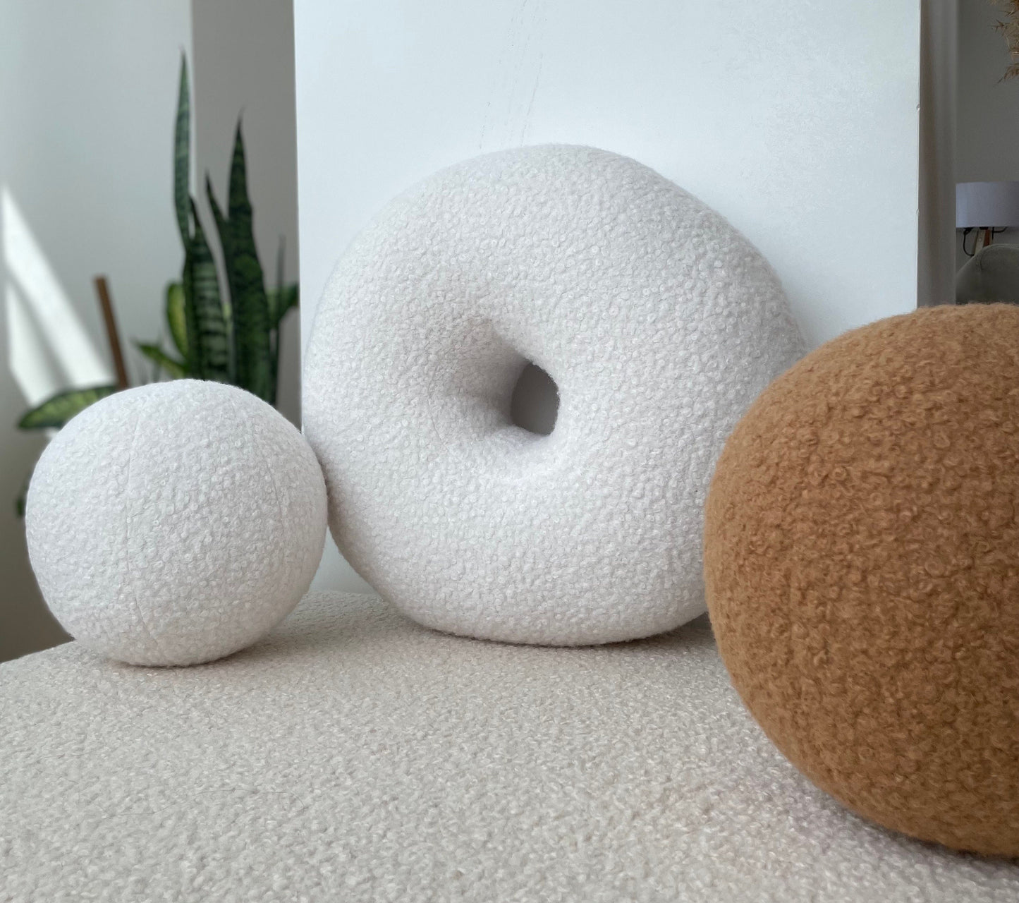 Boucle Donut Pillow: Round Teddy Cushion, Modern Home Decor