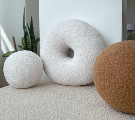 Boucle Donut Pillow: Round Teddy Cushion, Modern Home Decor