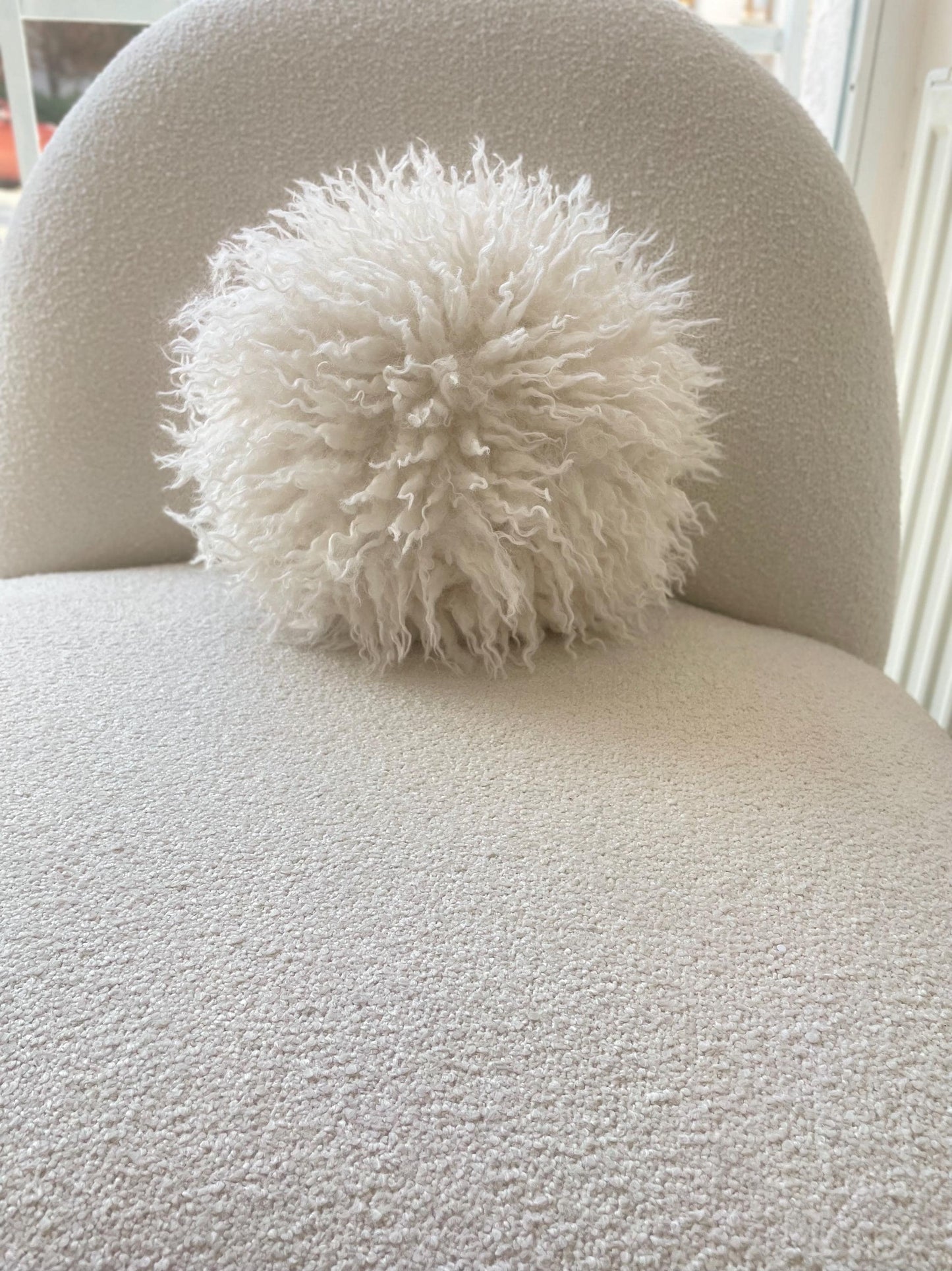 Tibetan Faux Fur Pillow Cover | Cream Textured Cushion | Neutral Accent