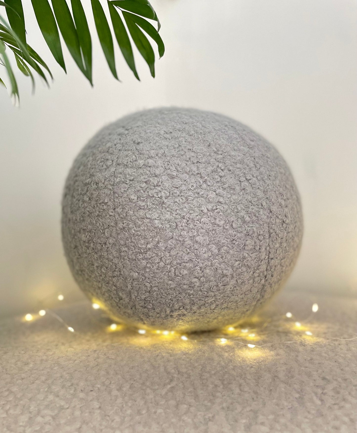 Boucle Ball Pillow: Grey Teddy Home Decor