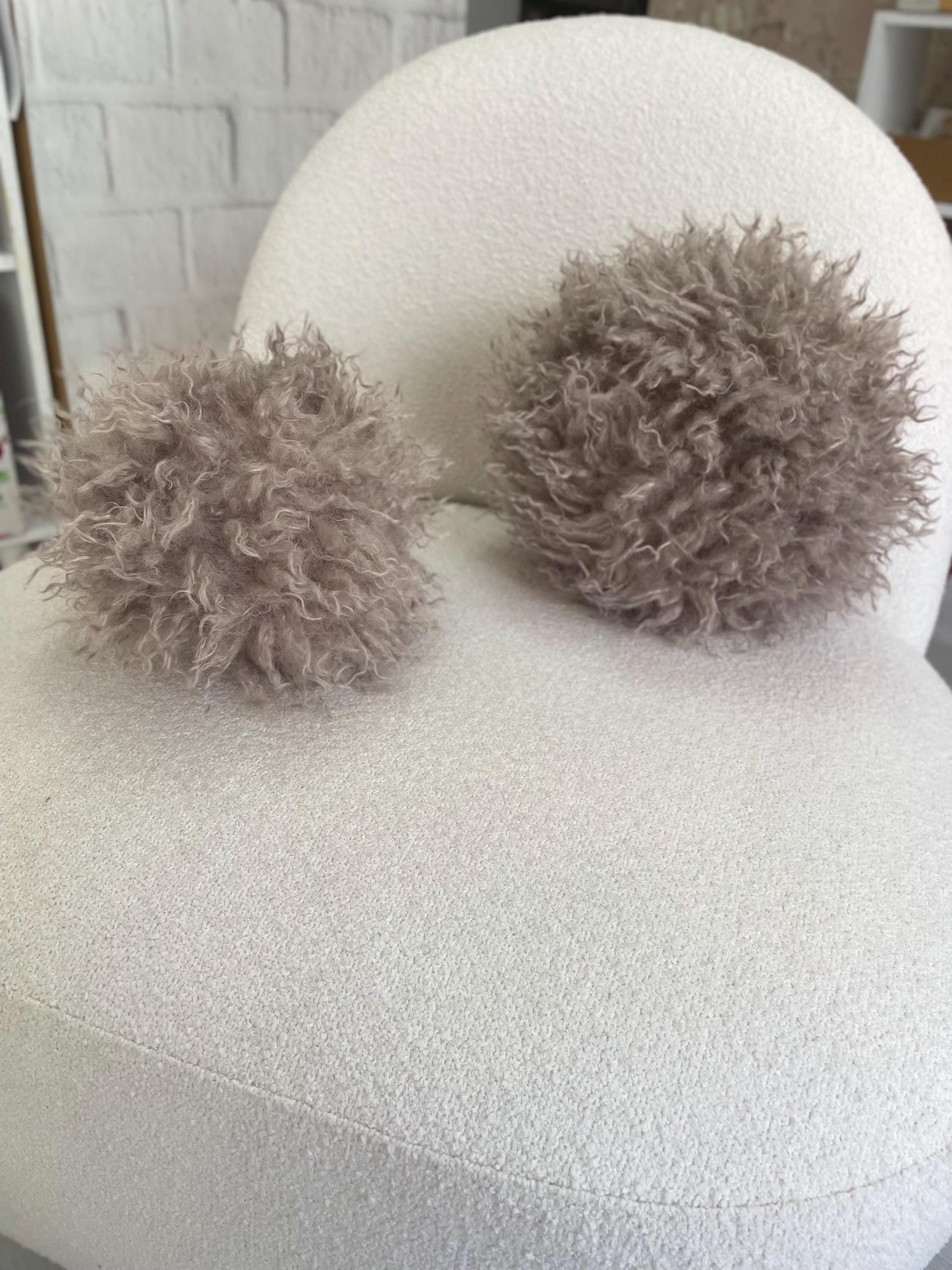 Tibetan Faux Fur Pillow Cover | Brown Textured Cushion | Neutral Accent