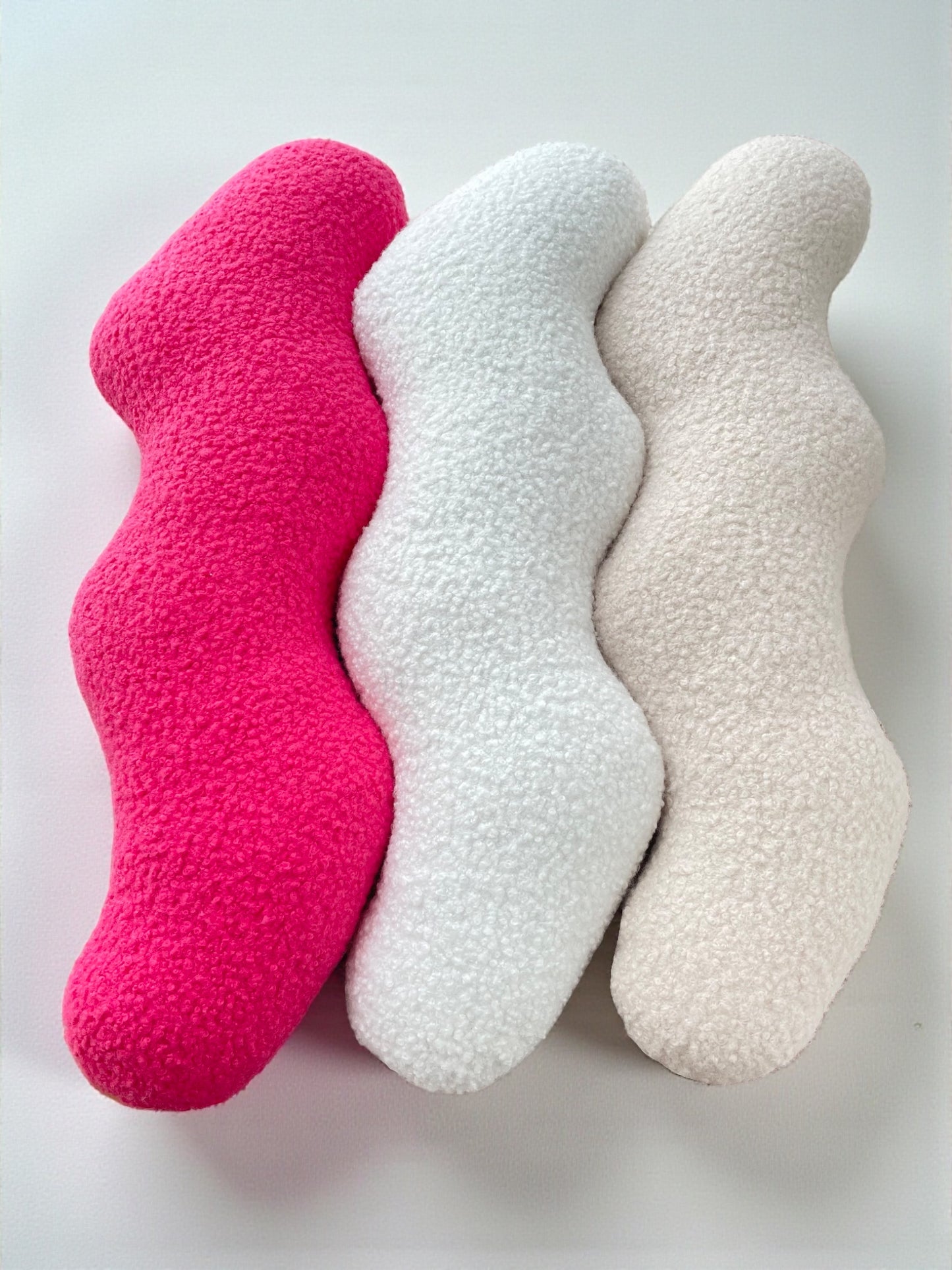 Pink Wavy Boucle Pillow: Modern Home Accent Cushion