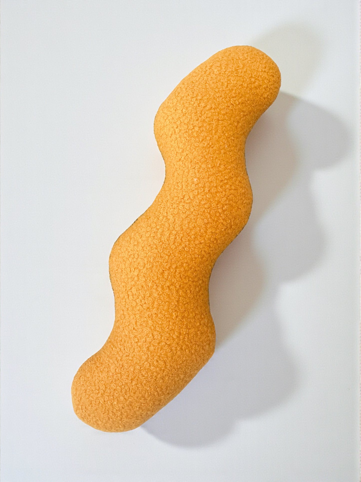 Mustard Wavy Boucle Pillow: Modern Accent Cushion